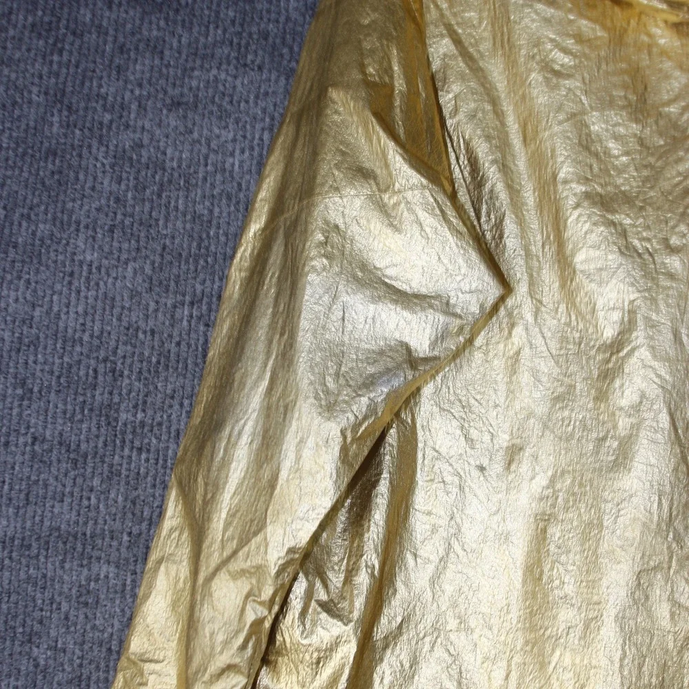Adidas‎ Windbreaker Mens L Gold Metallic Pullover Anorak Hooded Jacket